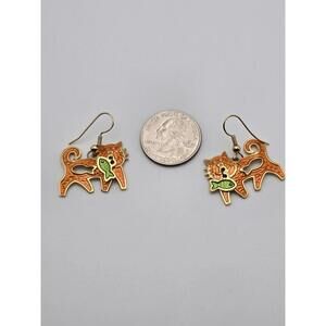 Edgar Berebi Cat Dangle Earrings – Enamel & Gold Tone Whimsy